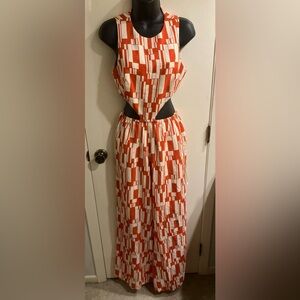 Corey Lynn Calter Geometric Print Cut-Out Wide Leg Jumpsuit size XS